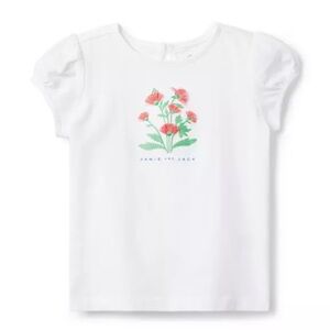 Janie and Jack White Tee with Pink Floral Design